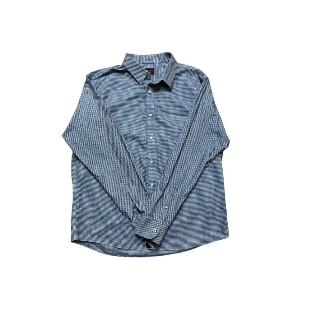 UNTUCKit Shirt Men XL Blue Check Button Up Wrinkle Free Cotton